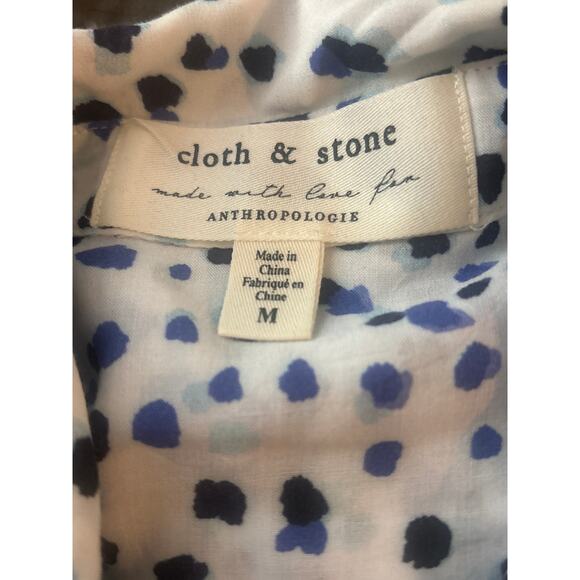 Cloth & Stone Anthropologie Button Up Blouse Top Shirt M Abstract Dot Print - Picture 5 of 9